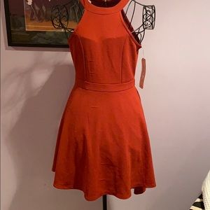 Brand new burnt orange dress. Zips on upper back
